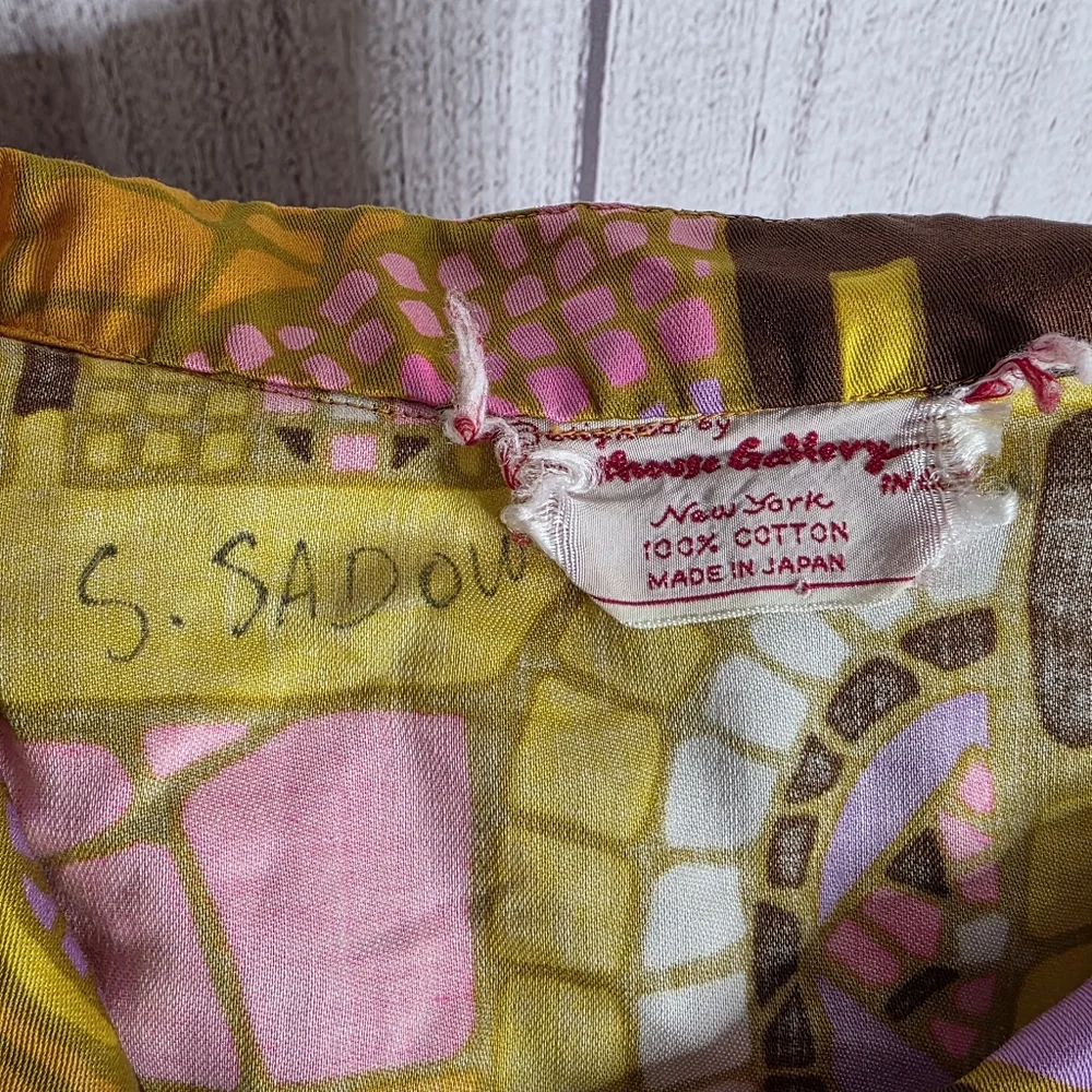 Vintage 1960s Penthouse Gallery Japan Mod Tunic Dress Pink Brown Geometric XL - Picture 7 of 9